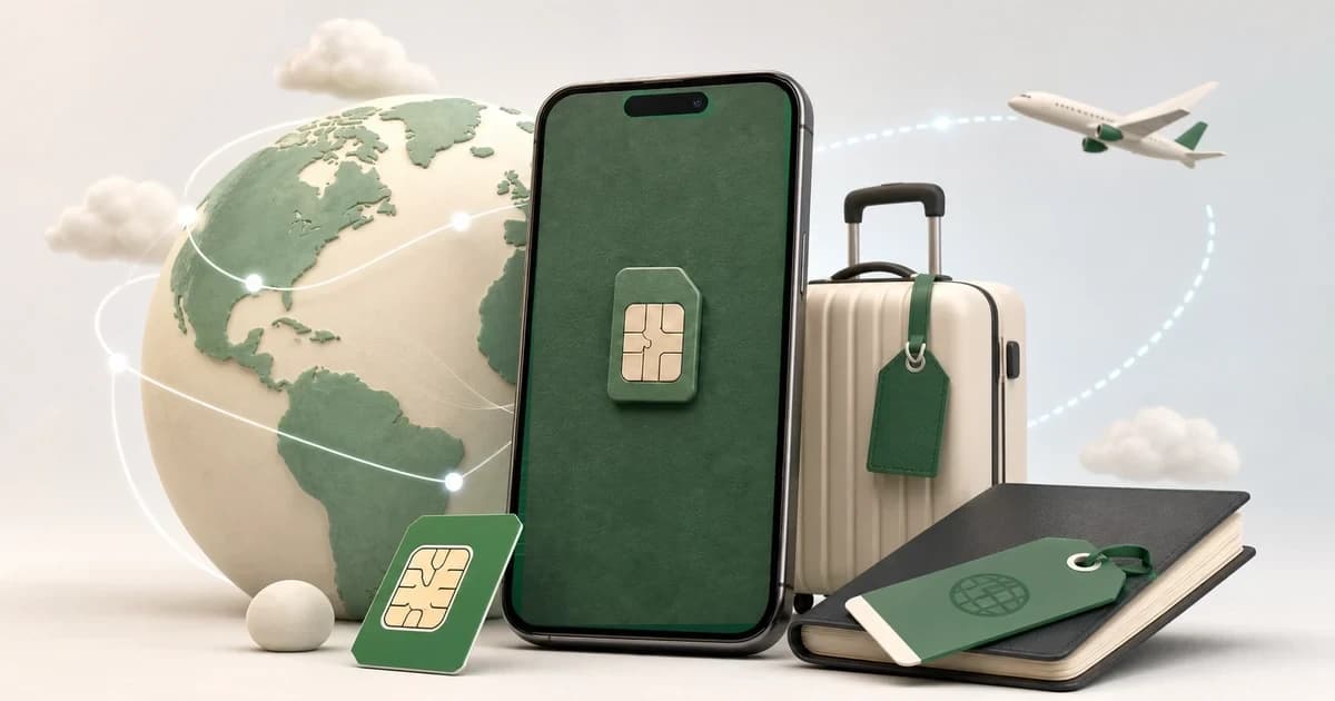 Un smartphone connecté à un globe près d'une valise de voyage